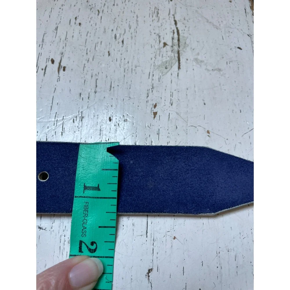Patrick James Mens Navy Blue Suede Italian Leather Belt Made in USA Size 42